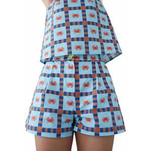 NEW DR BLOOM ana crab short in turquoise/red